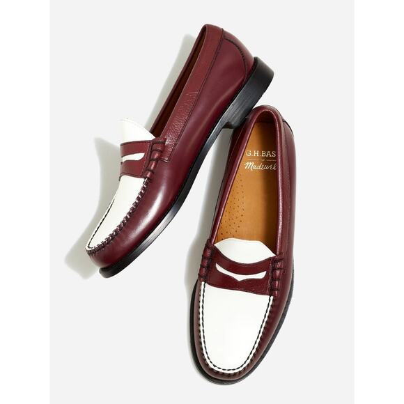 Madewell x G.H.BASS Men\'s Larson Weejuns® Loafers White Wine Leather 7.5 NWOB main image 9